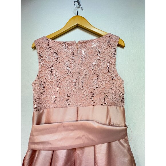 JH Evenings Womens V Neck High-Low Dress Tie Waist Size 4 Pink Sleeveless Summer - Picture 15 of 15